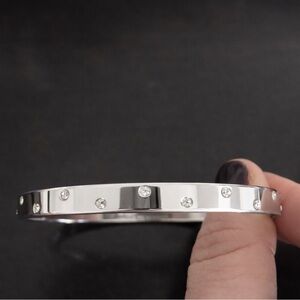 Swarovski Silver Crystal-Accented Bangle Bracelet